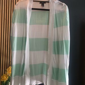 💚Gap-Mint Green and White Striped Cardigan. Size Medium.